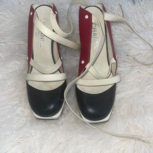 Chanel wrap around heels